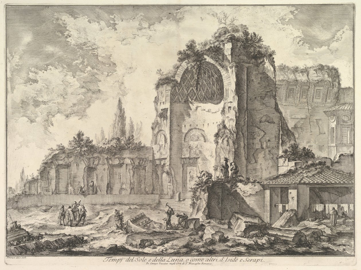 El Templo de Venus y Roma erróneamente llamado Templo de Sol y Luna Veduta degli..., ca. 1759 de Giovanni Battista Piranesi