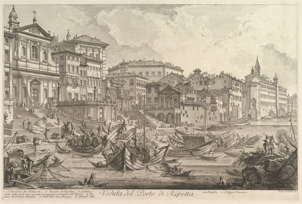 El puerto más pequeño, llamado el Porto di Ripetta Veduta del Porto di Ripetta, ca. 1753 de Giovanni Battista Piranesi
