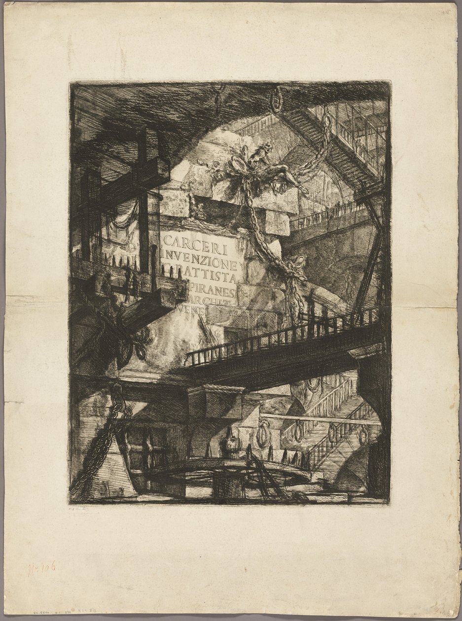 Página de título de Prisiones Imaginarias de Giovanni Battista Piranesi