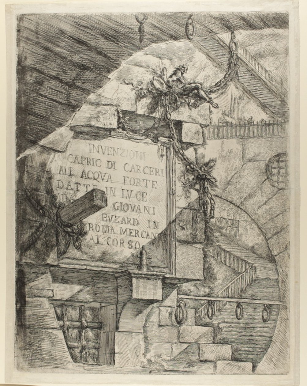 Página de título de Prisiones imaginarias de Giovanni Battista Piranesi