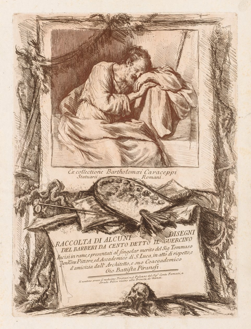 Página de título de Raccolta di alcuni disegni del Barberi da Cento Ietto il Gerucino, 1764 de Giovanni Battista Piranesi