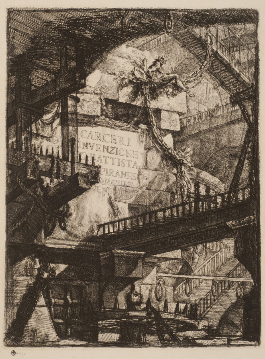 Placa del título, Placa I de Prisiones imaginarias, c.1750 (aguafuerte sobre papel) de Giovanni Battista Piranesi