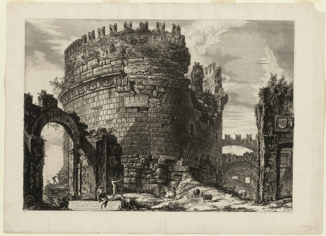 Tumba de Caecilia Metella, de Vistas de Roma de Giovanni Battista Piranesi