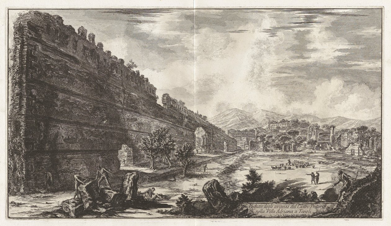 Vista de los restos del fuerte pretoriano [el Poecile] en Adriano de Giovanni Battista Piranesi