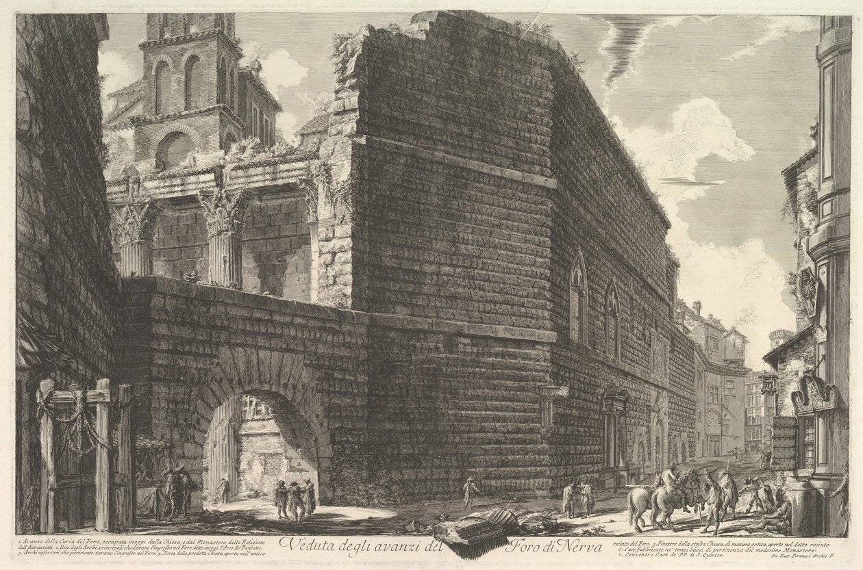 Veduta degli avanzi del Foro di Nerva, larcade et la muraille, 1757 de Giovanni Battista Piranesi
