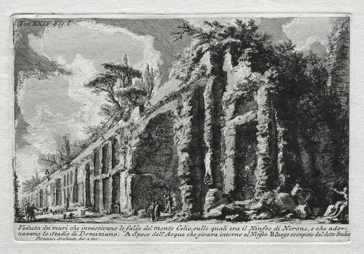 Vista de los muros que rodeaban las laderas del Monte Celio de Giovanni Battista Piranesi