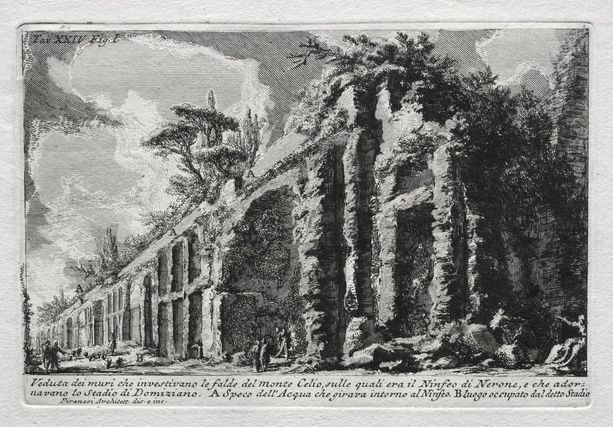 Vista de los muros que rodeaban las laderas del Monte Celio de Giovanni Battista Piranesi