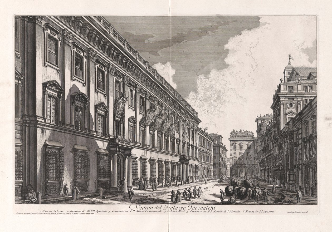 Veduta del Palazzo Odescalchi (Vista del Palacio Odescalchi), de Vedute di Roma (Vistas de Roma) de Giovanni Battista Piranesi