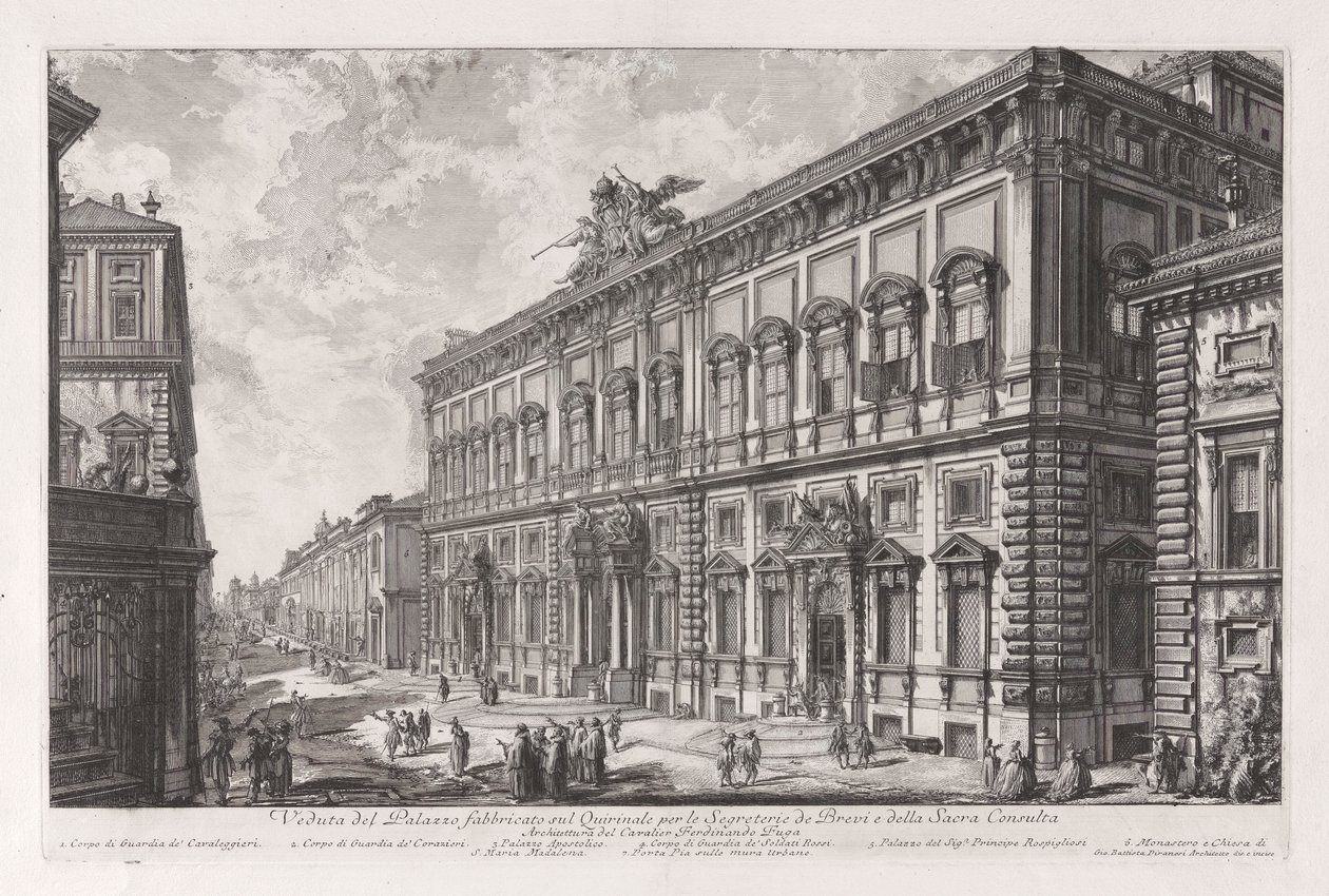 Vista del Palacio Construido sobre el Quirinal para la Secretaría de los Breves y del Sagrado Concilio), de Vedute di Roma de Giovanni Battista Piranesi