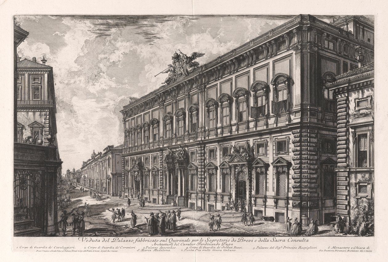 Vista del Palacio Construido sobre el Quirinal para la Secretaría de los Breves y el Sagrado Concilio), de Vedute di Roma (Vistas de Roma) de Giovanni Battista Piranesi