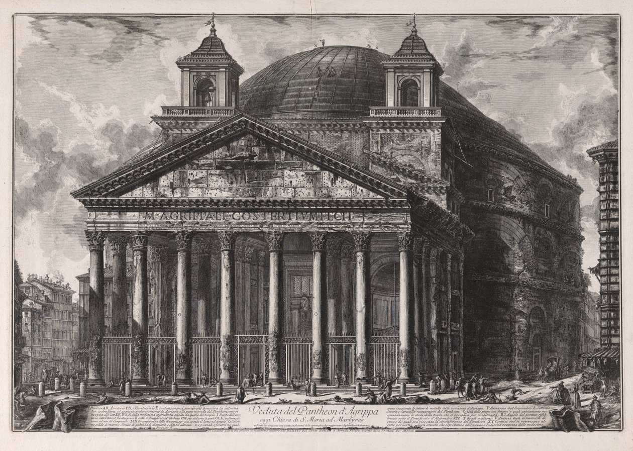 Vista del Panteón de Agripa, hoy iglesia de Santa Maria ad Martyres [en realidad el Panteón de Adriano], de Vedute di Roma (Vistas de Roma) de Giovanni Battista Piranesi