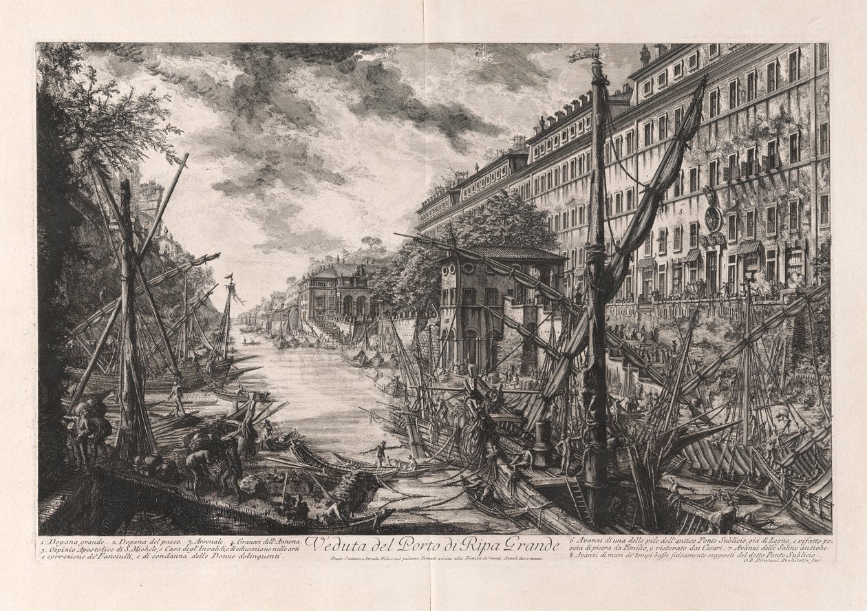 Vista del Puerto de Ripa Grande, de Vedute di Roma (Vistas de Roma) de Giovanni Battista Piranesi
