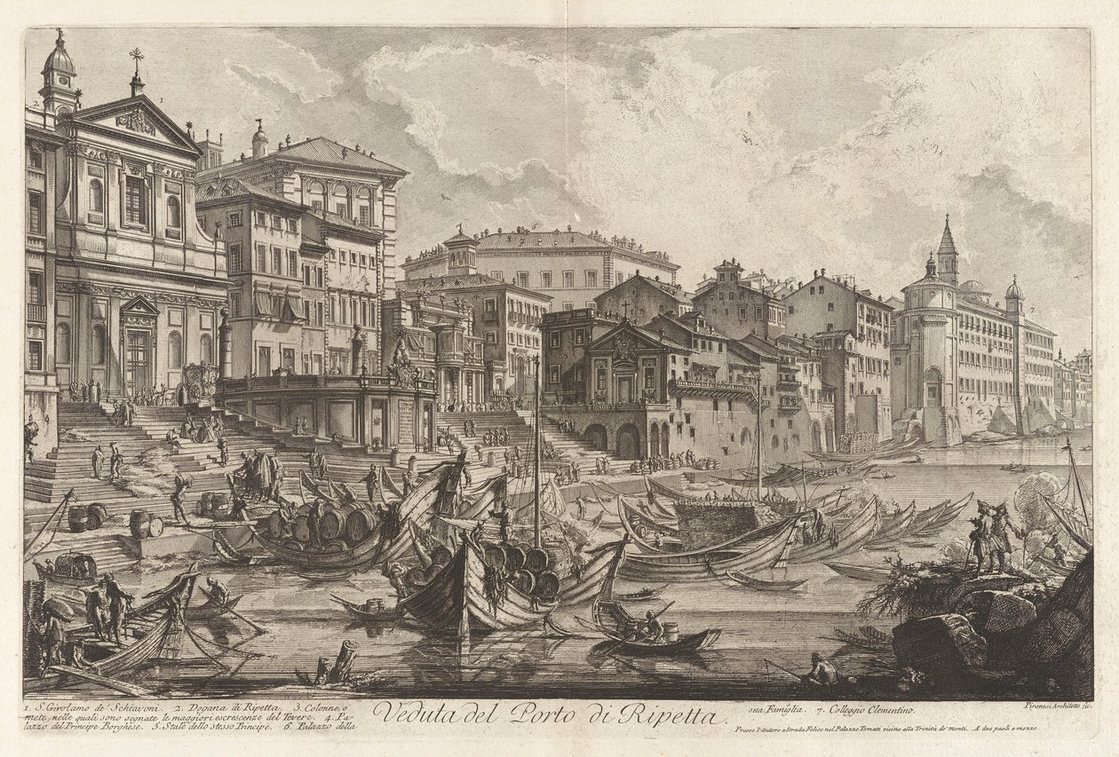 Veduta del Porto di Ripetta (Vista del Puerto de Ripetta), de Vedute di Roma (Vistas de Roma) de Giovanni Battista Piranesi