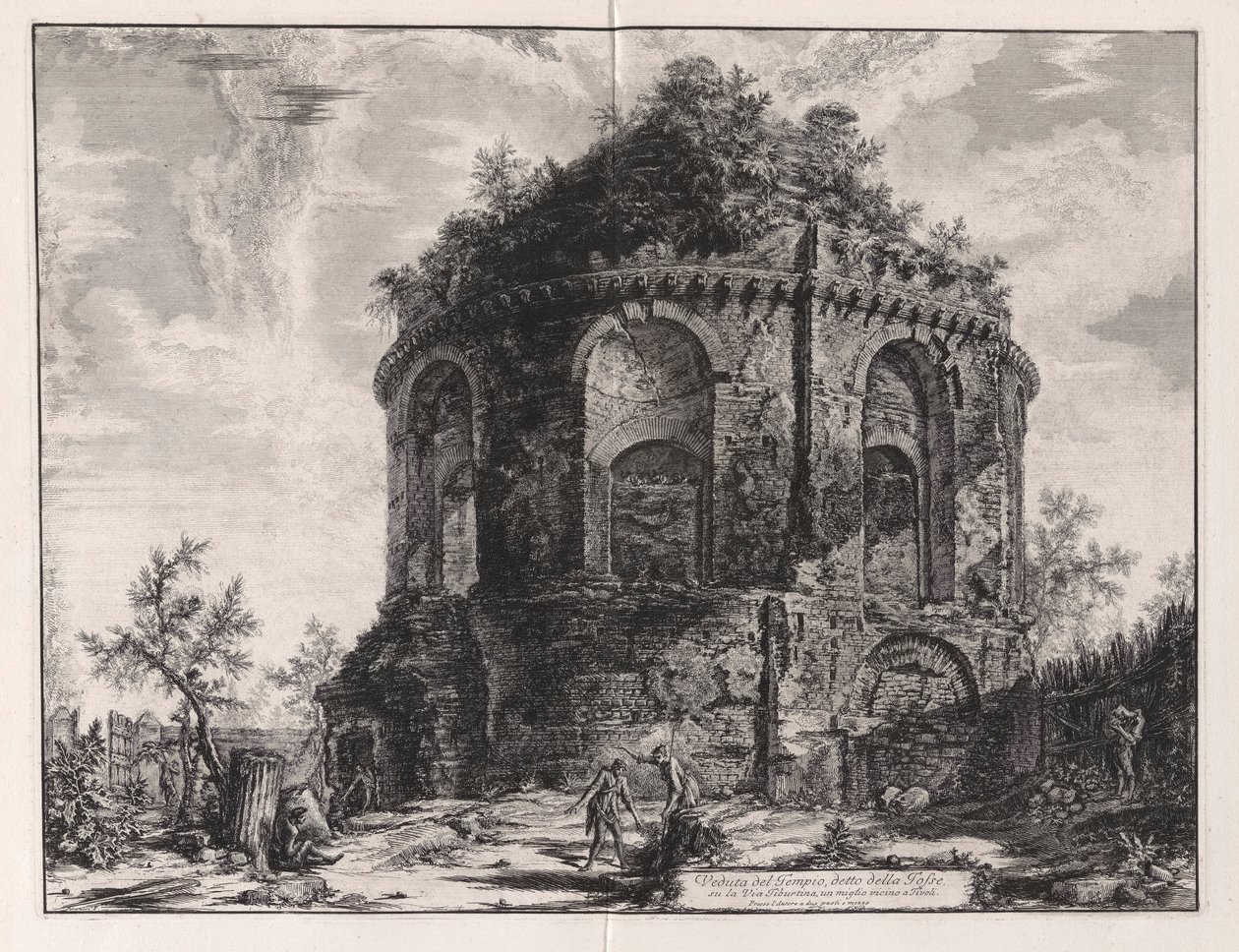 Vista del llamado Templo de la Tos en la Vía Tiburtina, a una milla de Tivoli), de Vedute di Roma (Vistas de Roma) de Giovanni Battista Piranesi