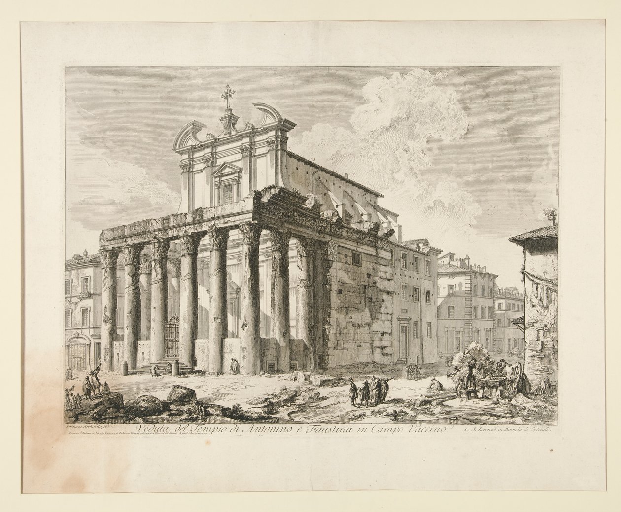 Vista del Templo de Antonino y Faustina en Campo Vaccino. (Vista del Templo de Antonino y Faustina en el Foro Romano), de Vedute di Roma de Giovanni Battista Piranesi