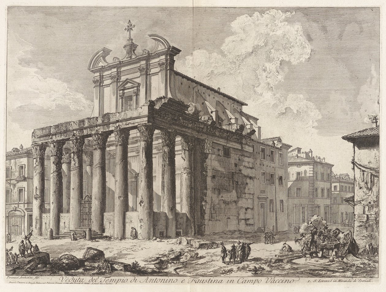 Veduta del Tempio di Antonino e Faustina in Campo Vaccino (Vista del Templo de Antonino y Faustina en el Foro Romano), de Vedute di Roma (Vistas de Roma) de Giovanni Battista Piranesi
