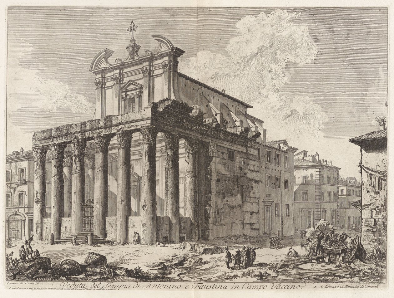 Vista del templo de Antonino y Faustina en el Campo Vaccino, de Vedute di Roma de Giovanni Battista Piranesi