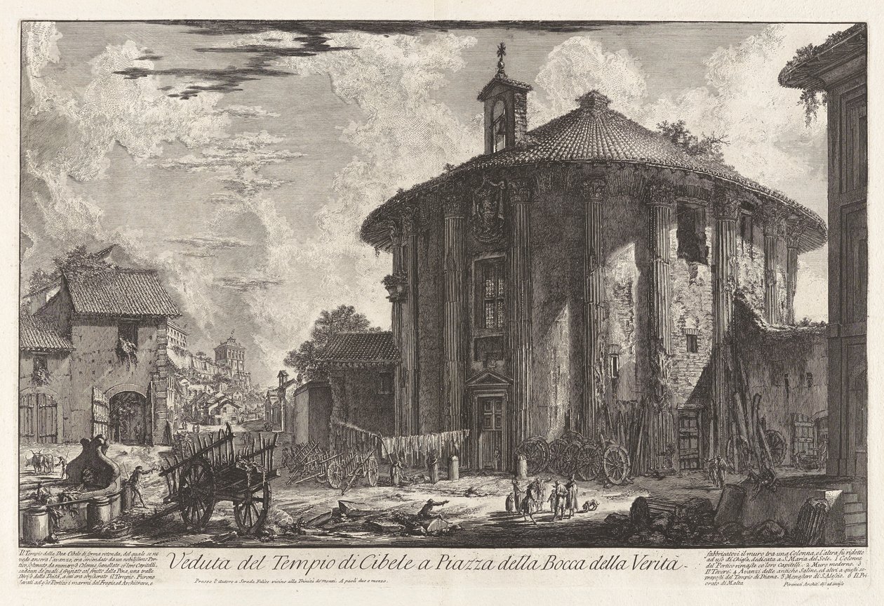 Vista del Templo de Cibeles en Piazza della Bocca della Verit? (Vista del Templo de Cibeles en la Plaza de la Bocca della Verit?), De Vedute di Roma (Vistas de Roma) de Giovanni Battista Piranesi