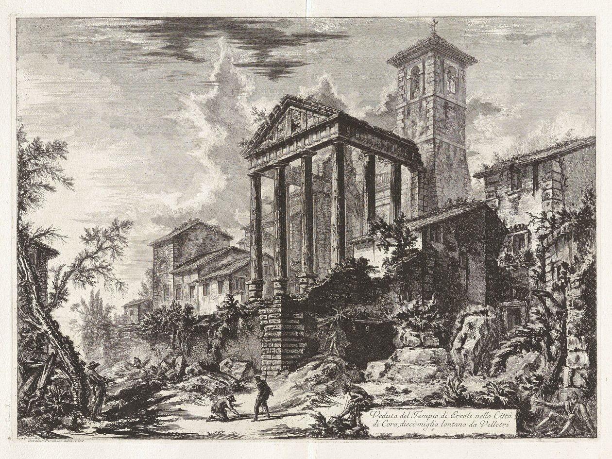 Vista del templo de Hércules en la ciudad de Cora, a diez millas de Velletri, de «Vistas de Roma» de Giovanni Battista Piranesi