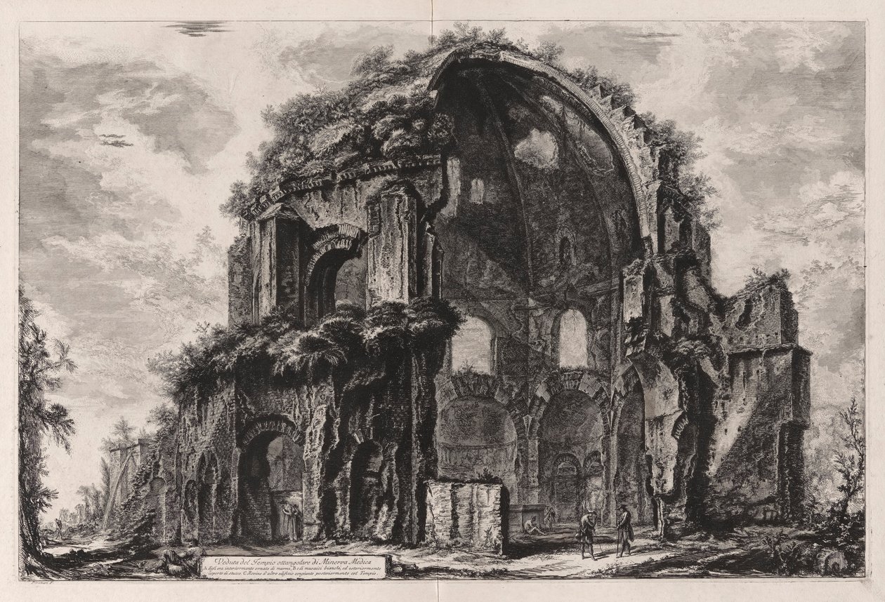 Vista del Templo Octogonal de Minerva Medica [ahora considerado como un ninfeo en los Horti Liciniani o Jardines de Licinius]), de Vedute di Roma (Vistas de Roma) de Giovanni Battista Piranesi