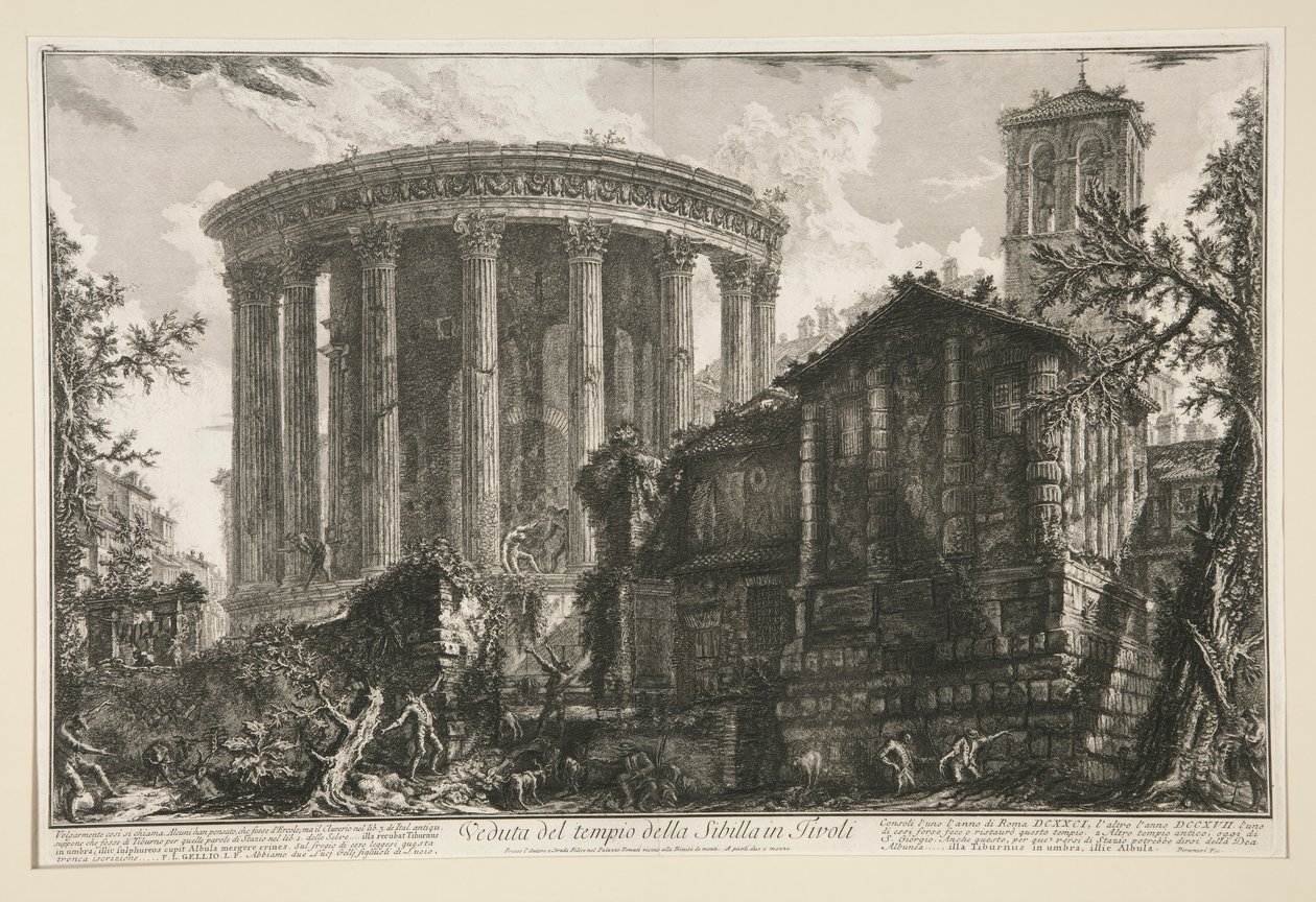 Vista del Templo de la Sibila en Tivoli, de Vedute di Roma de Giovanni Battista Piranesi