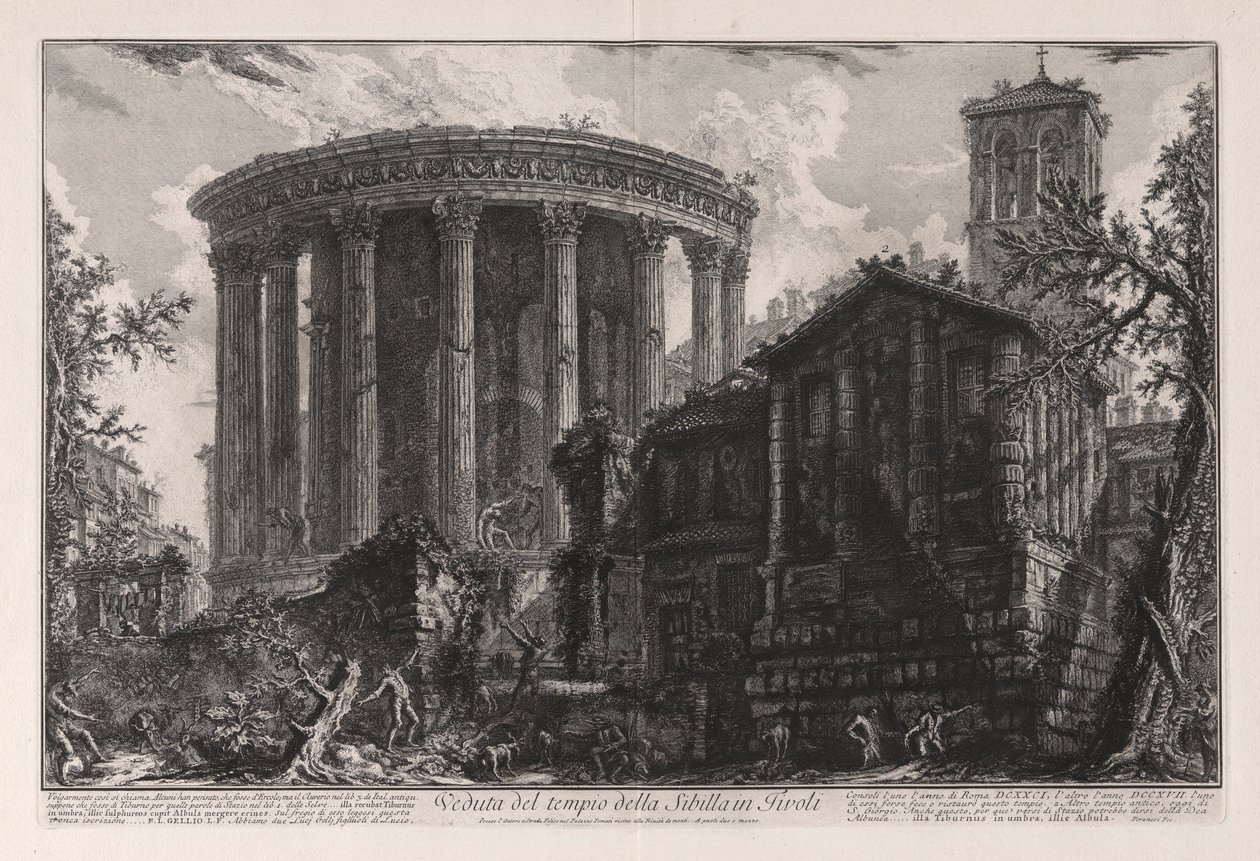 Vista del Templo de la Sibila en Tivoli, de Vedute di Roma (Vistas de Roma) de Giovanni Battista Piranesi