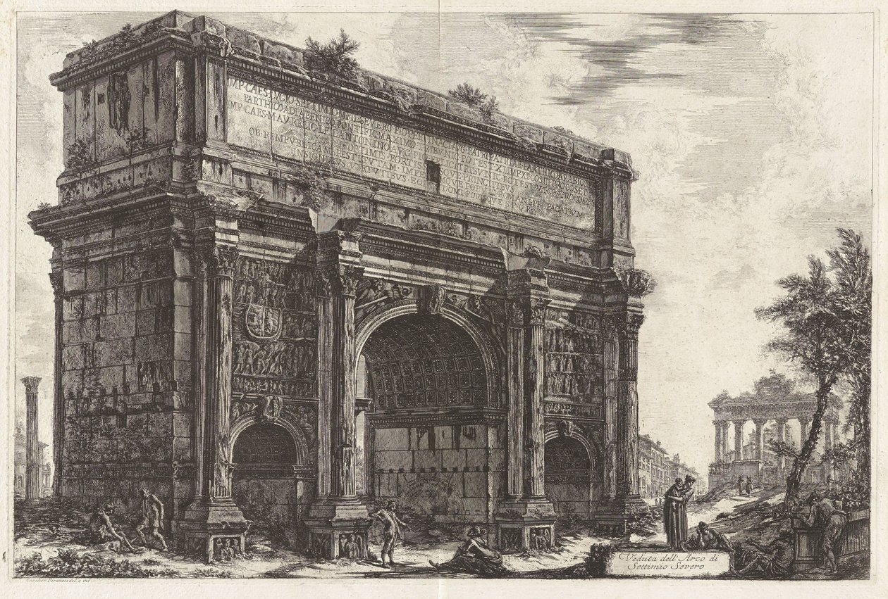 Vista del arco de Septimio Severo, de Vedute di Roma de Giovanni Battista Piranesi