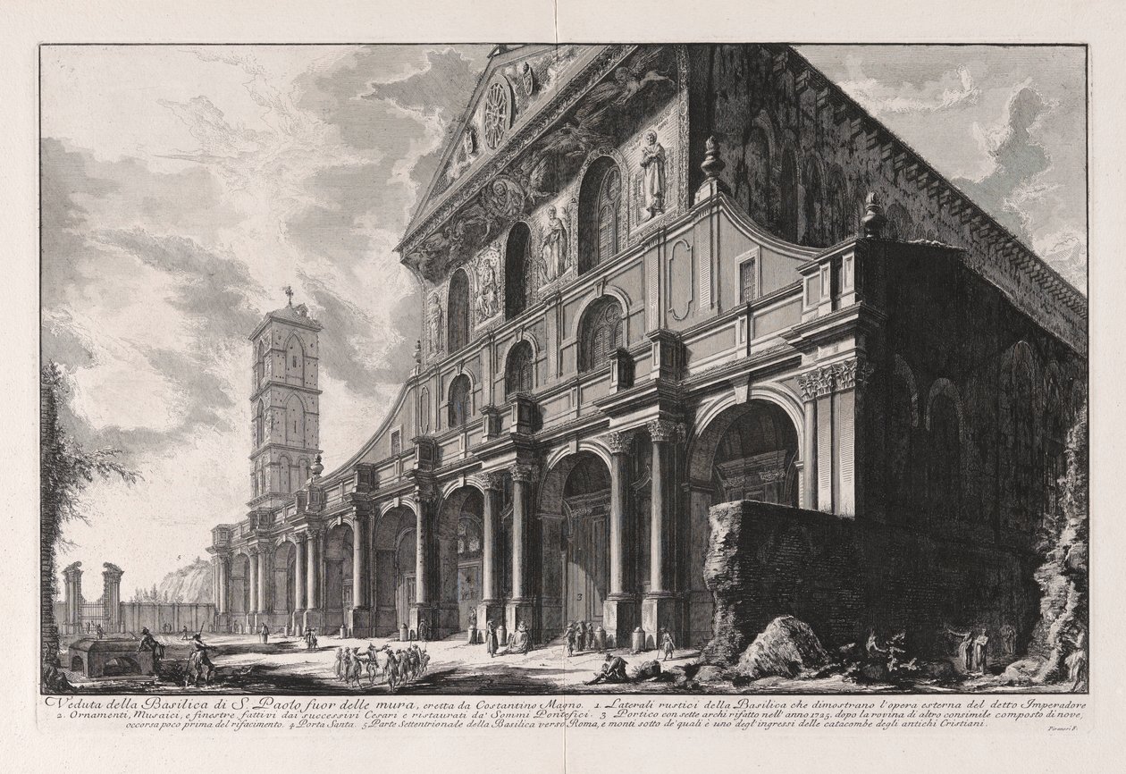 Vista de la Basílica de San Paolo fuori delle Mura, construida por Constantino el Grande, de Vedute di Roma (Vistas de Roma) de Giovanni Battista Piranesi