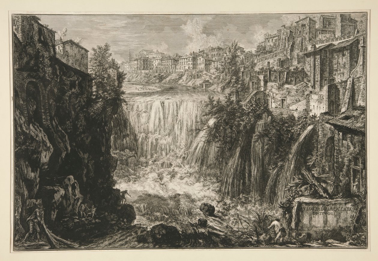 Vista de la Gran Cascada en Tivoli, de Vedute di Roma de Giovanni Battista Piranesi