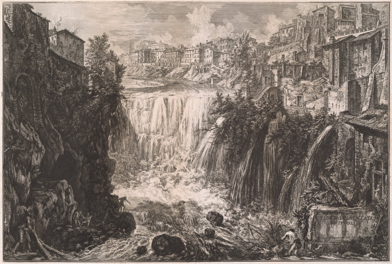 Vista de la cascada de Tívoli de Giovanni Battista Piranesi