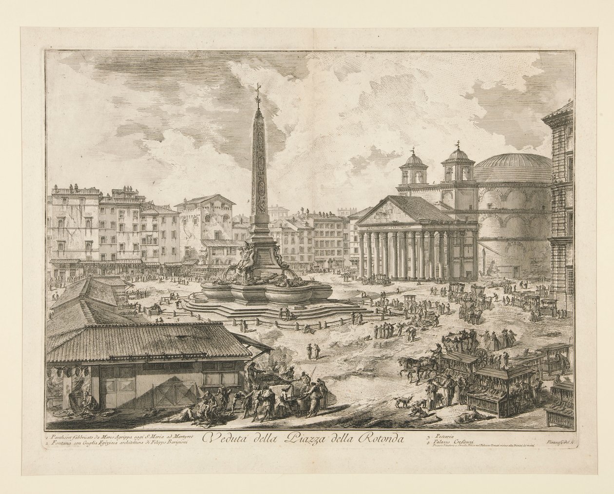 Vista de la Piazza della Rotonda, desde Vistas de Roma de Giovanni Battista Piranesi