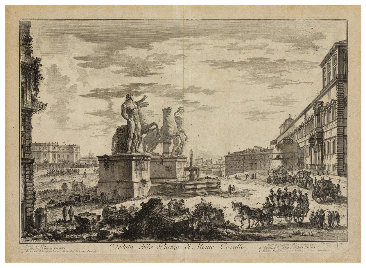 Veduta della Piazza di Monte Cavallo (del Quirinale) de Giovanni Battista Piranesi