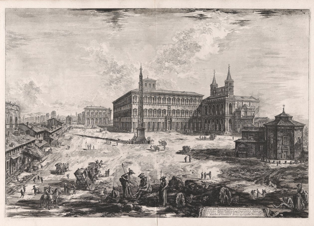 Vista de la plaza y basílica de San Giovanni in Laterano (Vista de la plaza y basílica de San Giovanni in Laterano), de Vedute di Roma (Vistas de Roma) de Giovanni Battista Piranesi