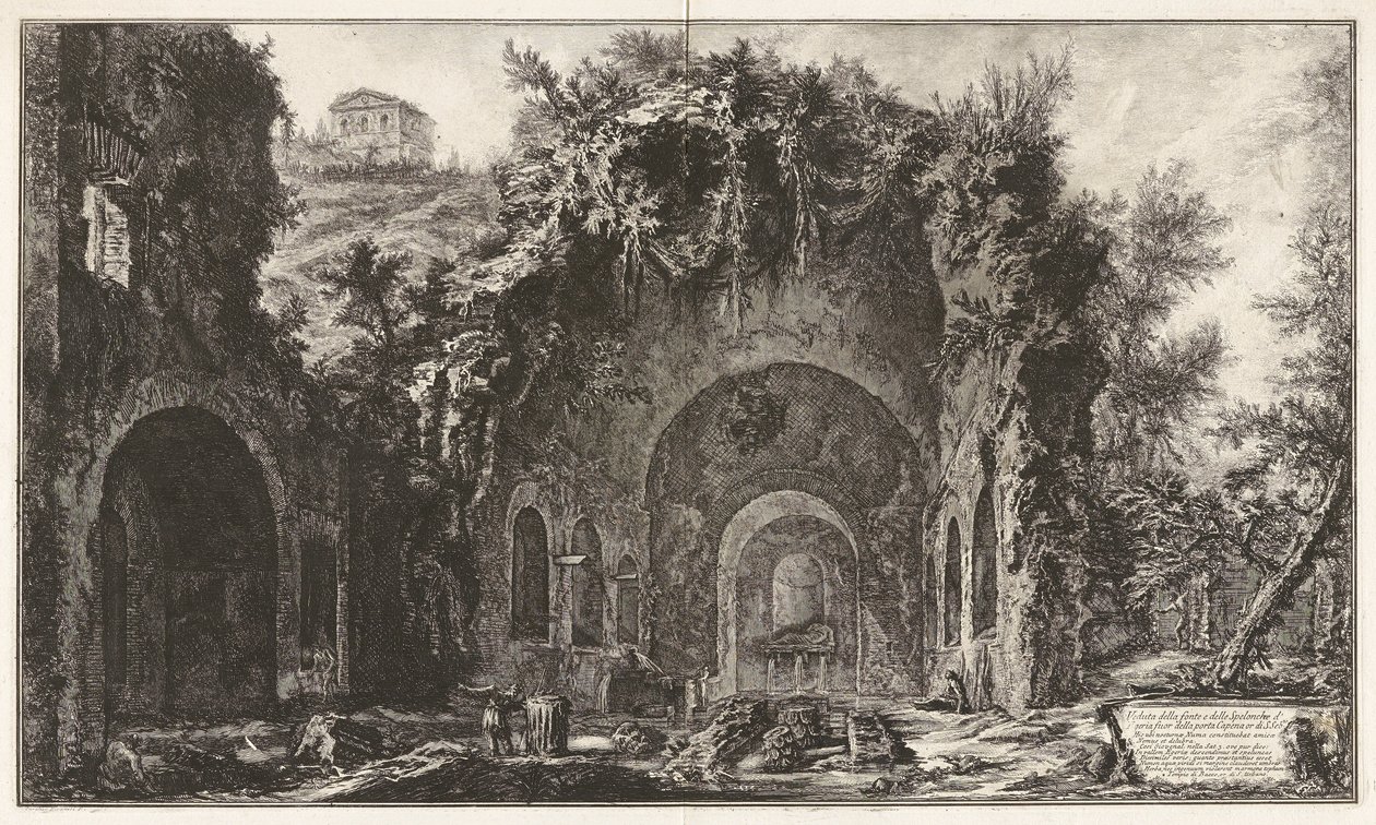 Vista de la fuente y el Spelonche d de Giovanni Battista Piranesi