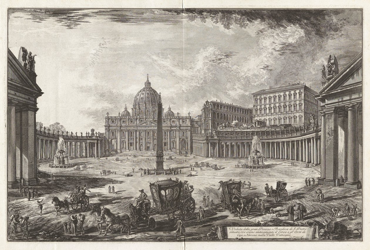 Vista de la Gran Plaza y la Basílica de San Pedro de Giovanni Battista Piranesi