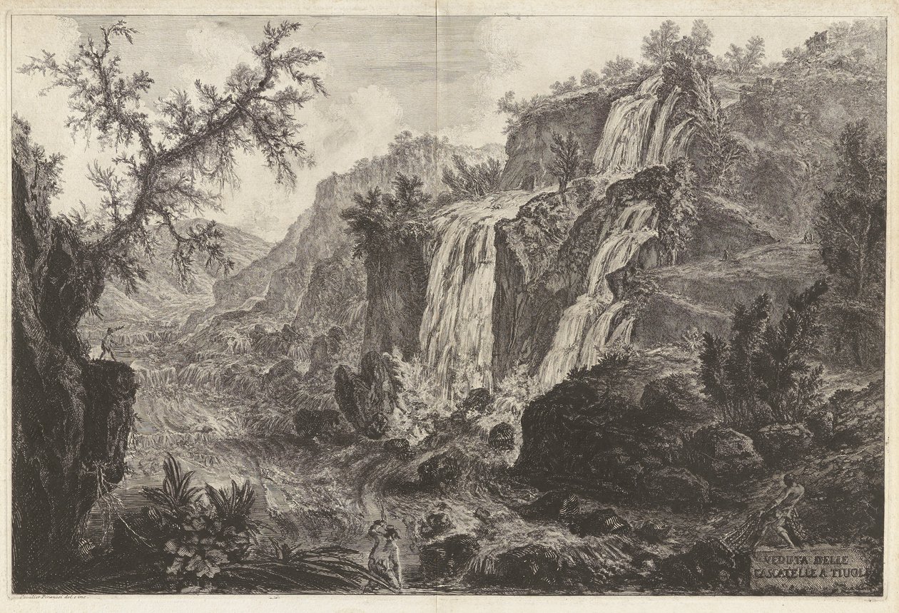 Veduta delle Cascatelle a Tivoli (Vista de pequeñas cascadas en Tivoli), de Vedute di Roma (Vistas de Roma) de Giovanni Battista Piranesi