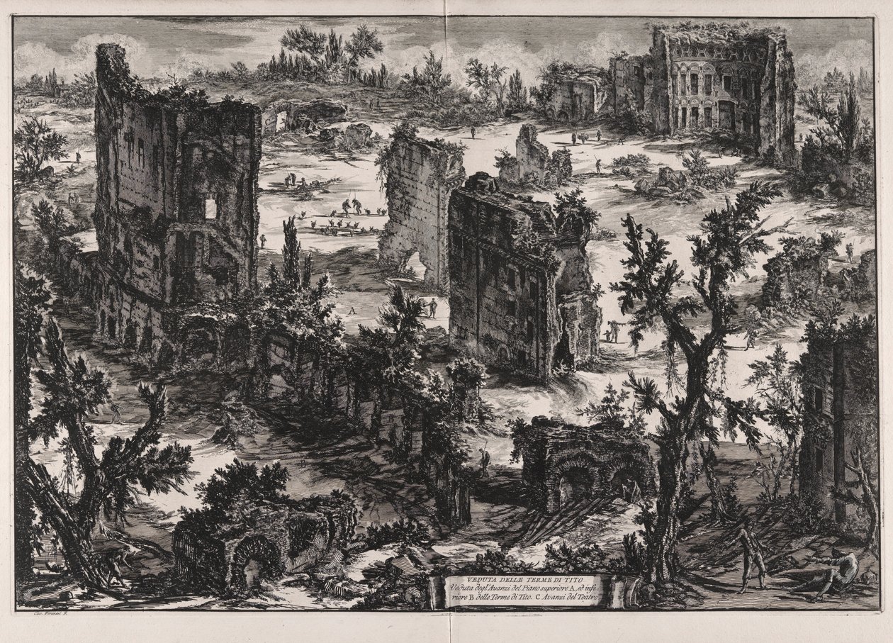 Veduta delle Terme di Tito (Vista de las Termas de Tito), de Vedute di Roma (Vistas de Roma) de Giovanni Battista Piranesi