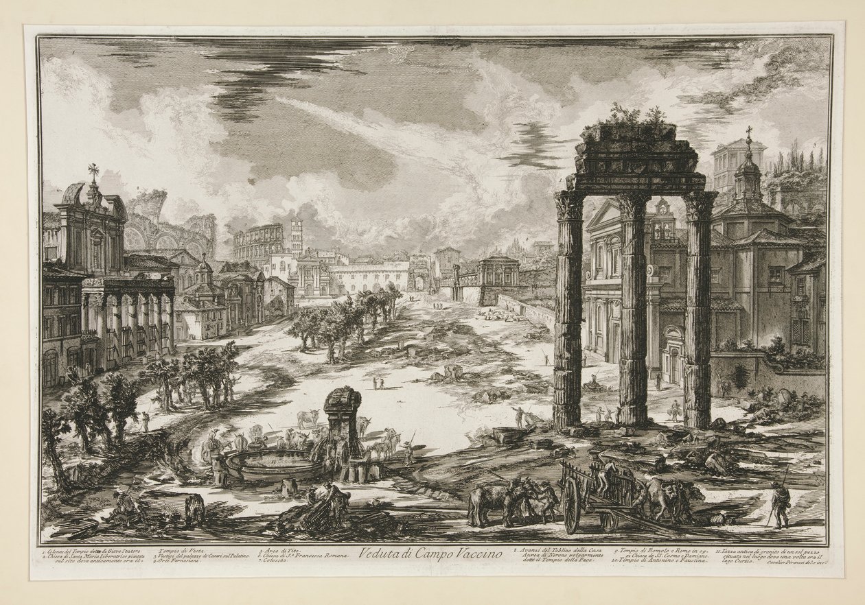 Vista del Campo Vaccino, desde Vistas de Roma de Giovanni Battista Piranesi