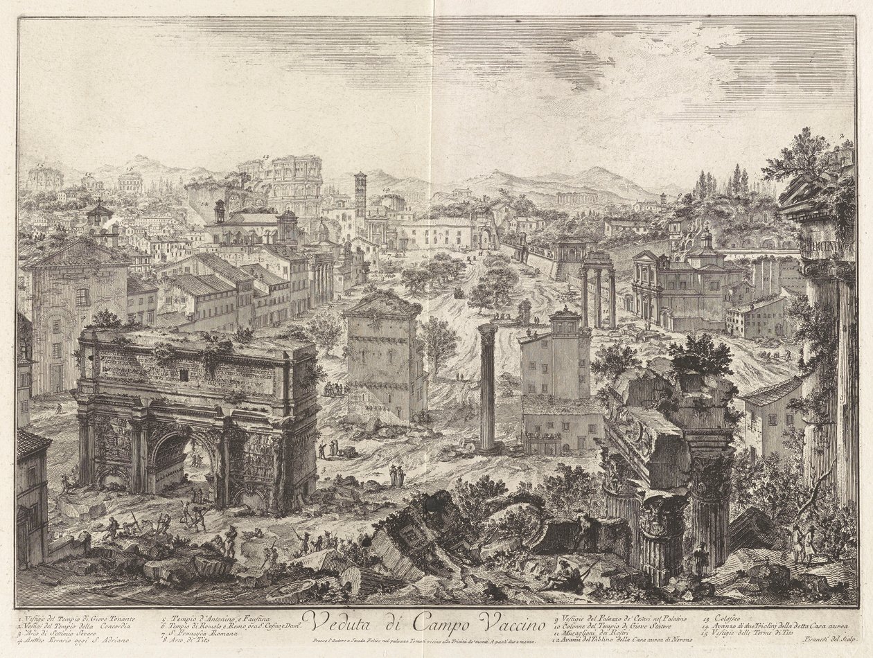 Veduta di Campo Vaccino (Vista del Campo Vaccino [el Foro Romano, desde la Colina Capitolina]), de Vedute di Roma (Vistas de Roma) de Giovanni Battista Piranesi