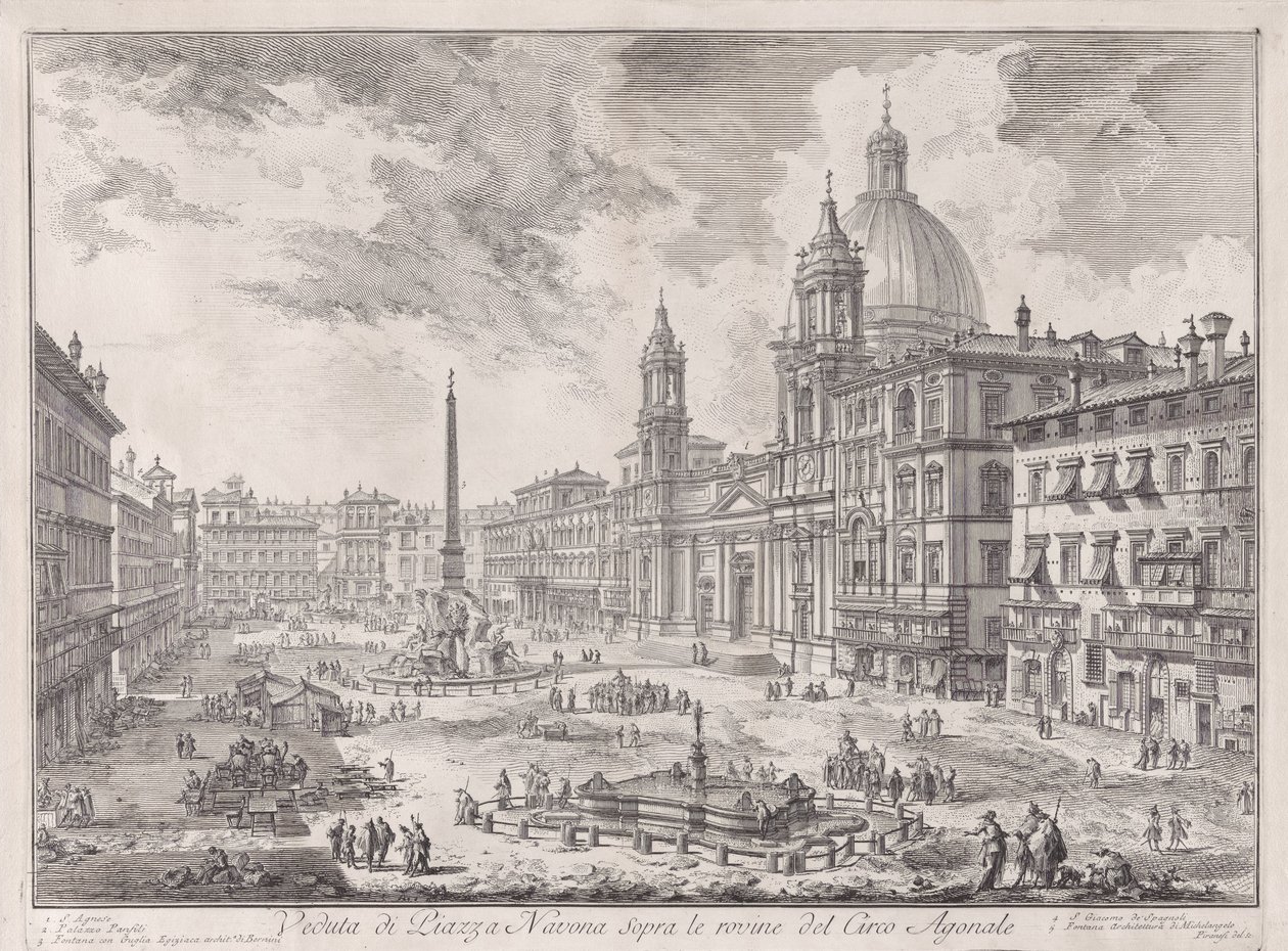 Vista de la Piazza Navona sobre las ruinas del Circo Agonal, de Vedute di Roma (Vistas de Roma) de Giovanni Battista Piranesi
