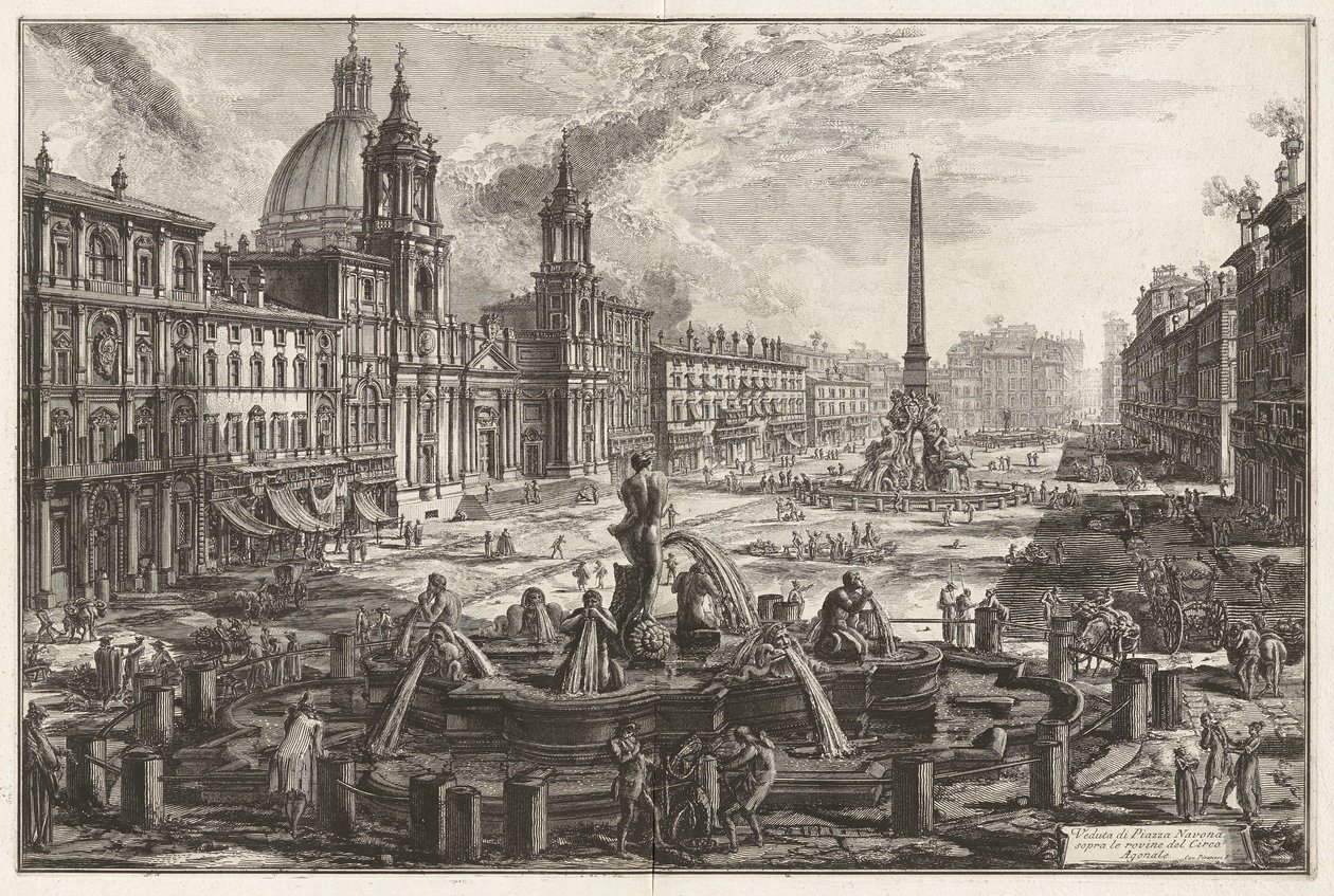 Vista de la Piazza Navona sobre las Ruinas del Circo Agonalis [Circo de Domiciano]), de Vedute di Roma (Vistas de Roma) de Giovanni Battista Piranesi