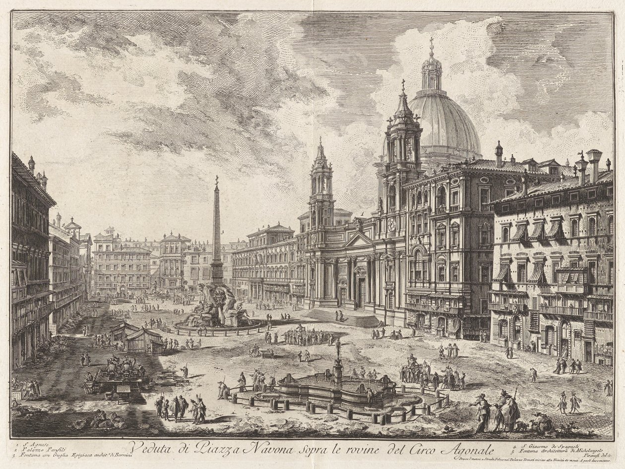Vista de la Piazza Navona sobre las Ruinas del Circo de Domiciano, de Vedute di Roma (Vistas de Roma) de Giovanni Battista Piranesi