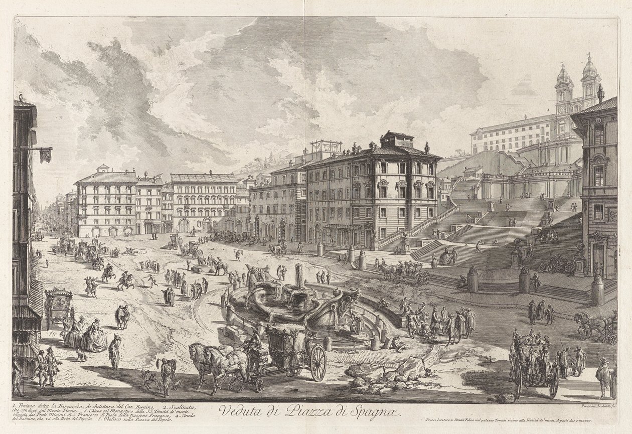 Vista de la Piazza di Spagna, de Vedute di Roma (Vistas de Roma) de Giovanni Battista Piranesi