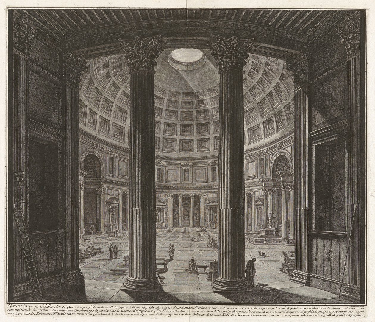 Vista interior del Panteón de Giovanni Battista Piranesi