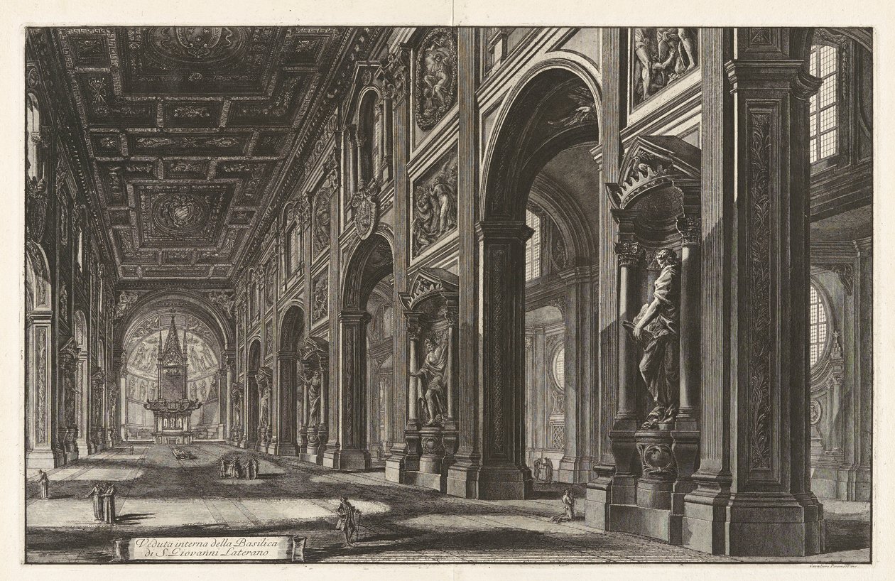 Vista interior de la Basílica de San Giovanni Laterano, de Vedute di Roma (Vistas de Roma) de Giovanni Battista Piranesi