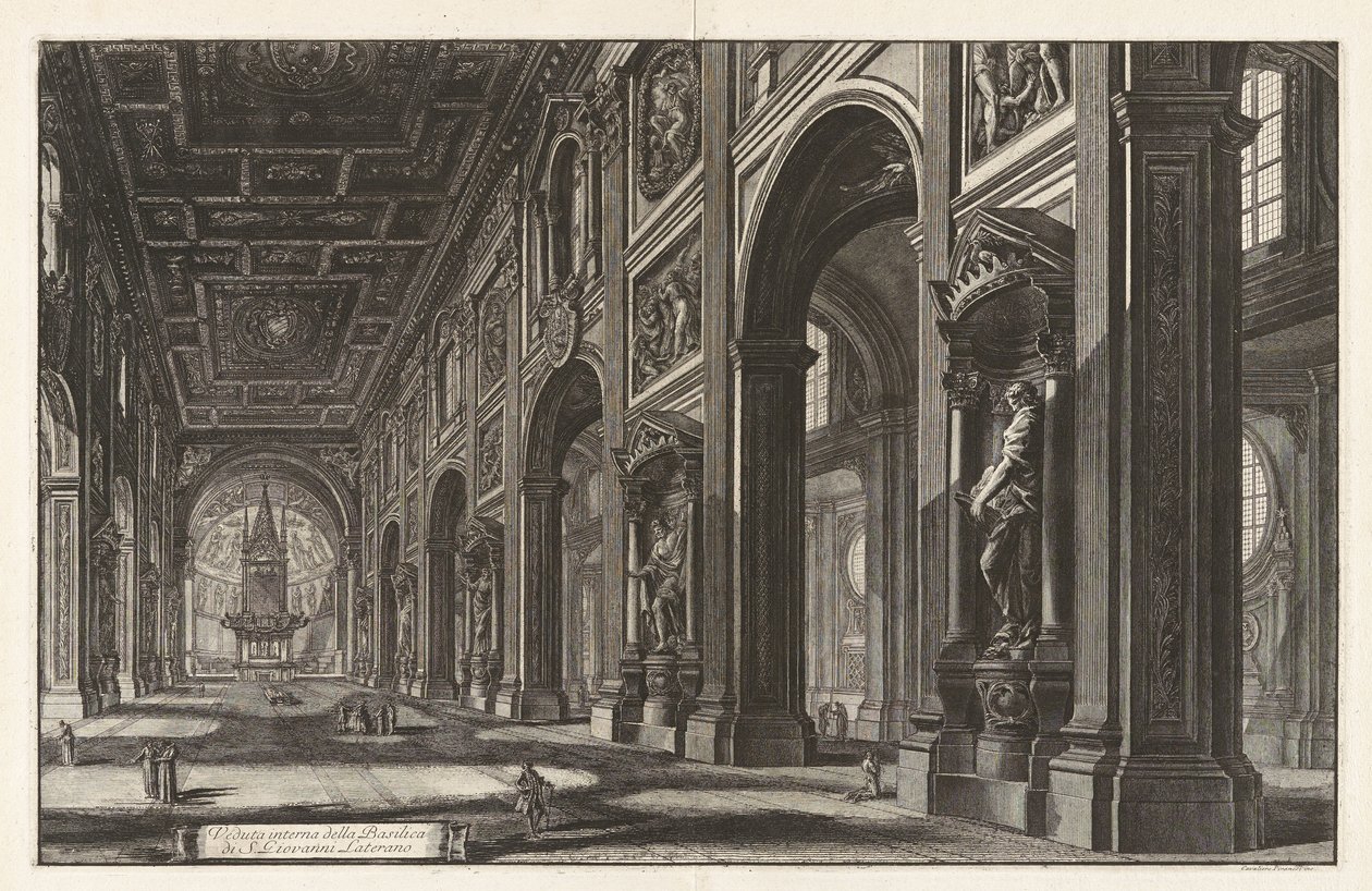 Vista interior de la basílica de San Juan de Letrán, de «Vedute di Roma» de Giovanni Battista Piranesi