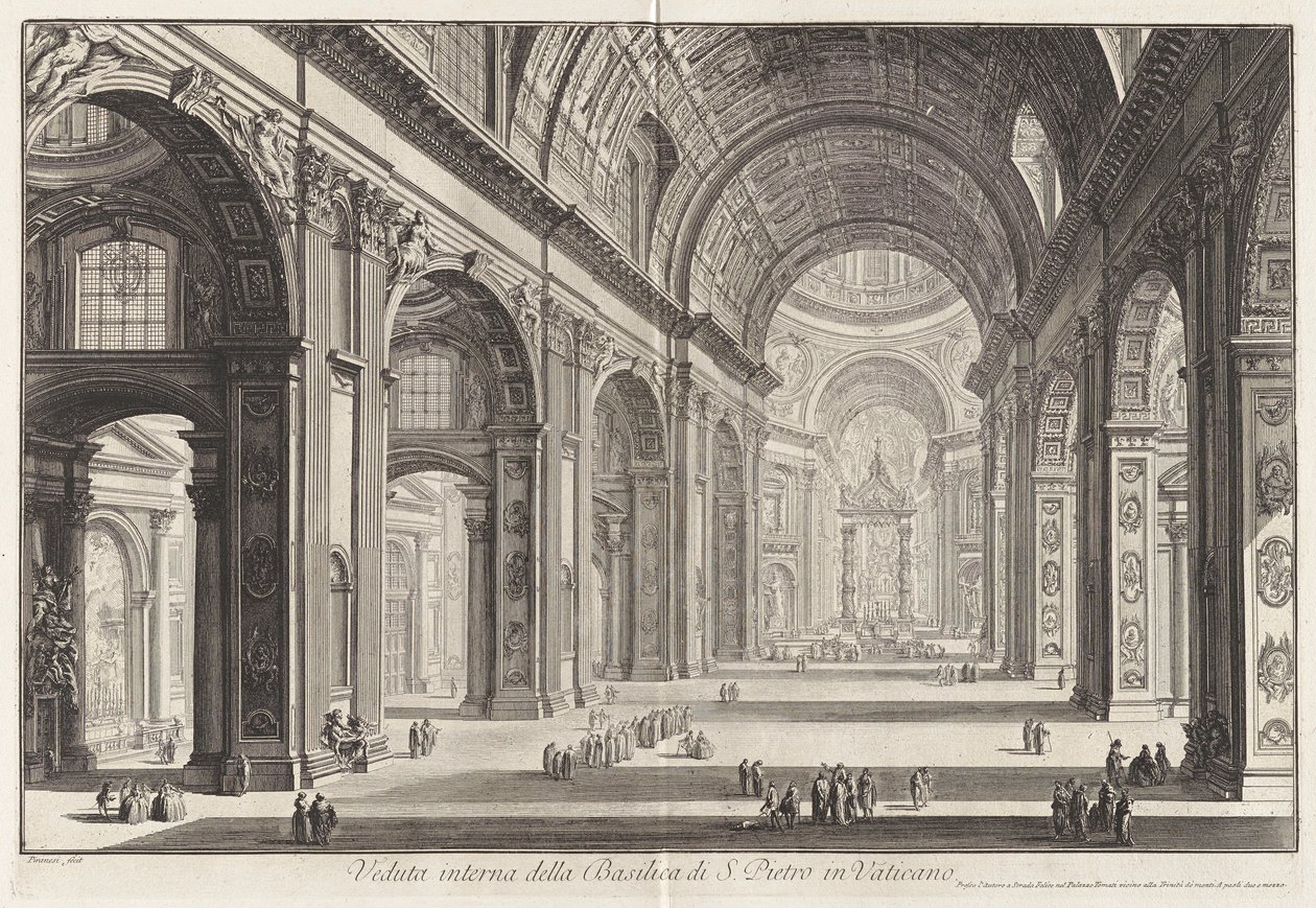 Vista interior de la Basílica de San Pedro de Giovanni Battista Piranesi