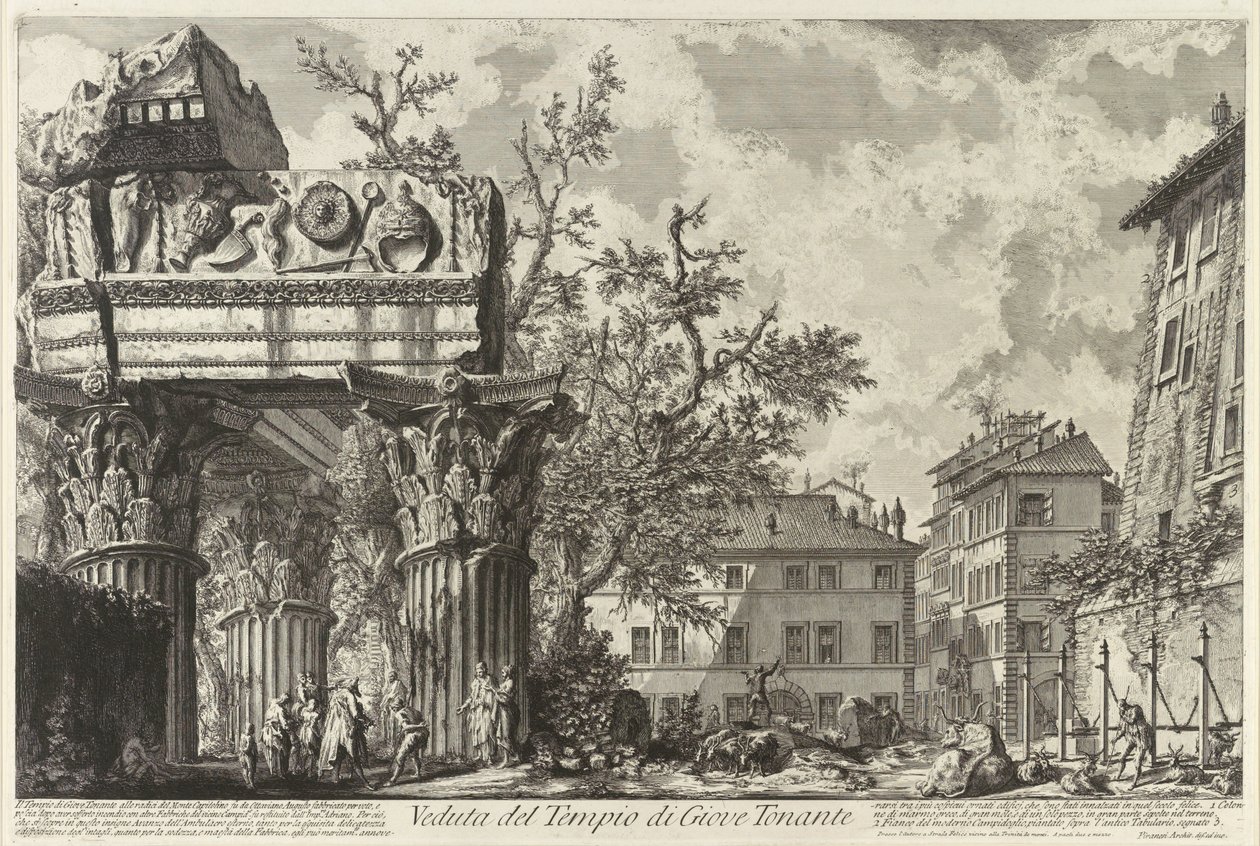 Veduta con el Templo de Júpiter Tonans, c. 1755 de Giovanni Battista Piranesi