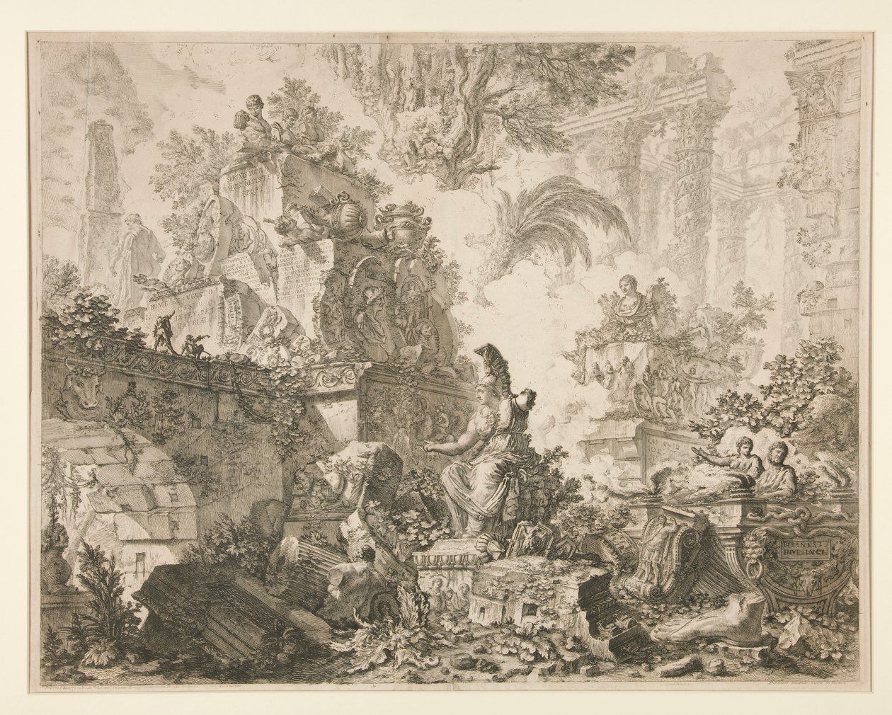 Vistas de Roma: Frontispicio con estatua de Minerva de Giovanni Battista Piranesi