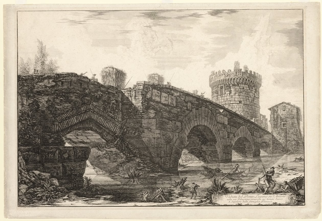 Vista del Puente Lugano en el Anio, de Vistas de Roma de Giovanni Battista Piranesi